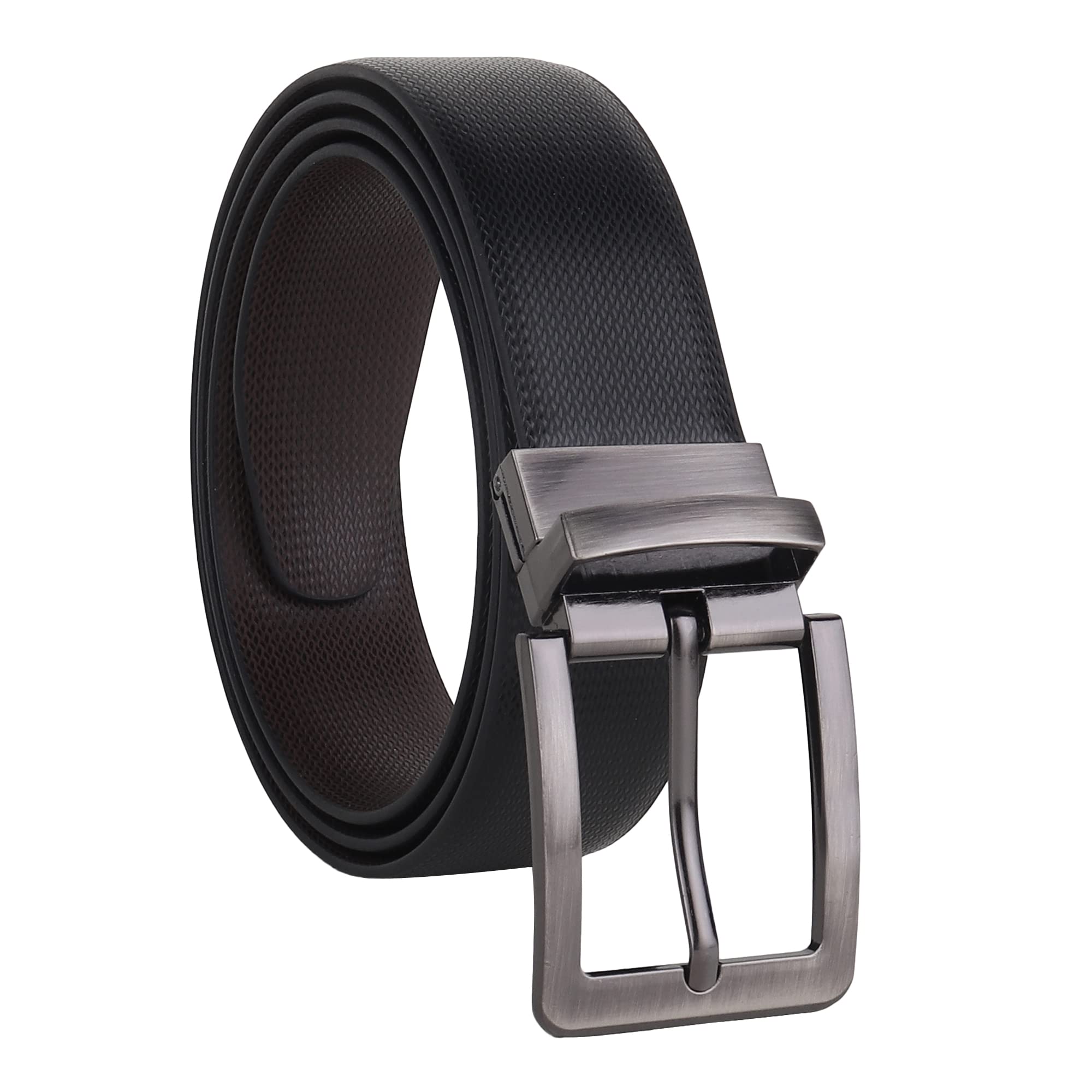 usl Men's Reversible pu Leather Belt Black Stylish and Durable Adjustable Belt for Casual and Formal wear-picture-28
