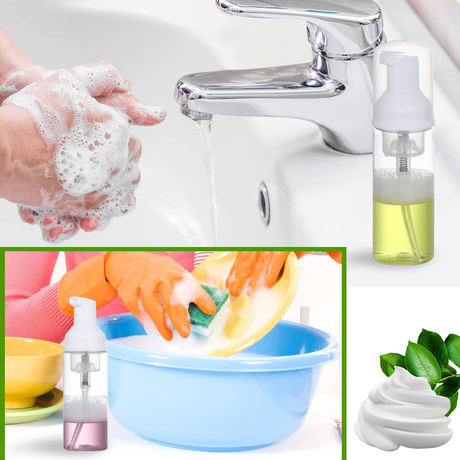24x Mini-Schaumpumpflaschen – 56,7 Ml (60 Ml), Transparent, BPA-frei, Auslaufsicher (für Reise, Seife, Shampoo)