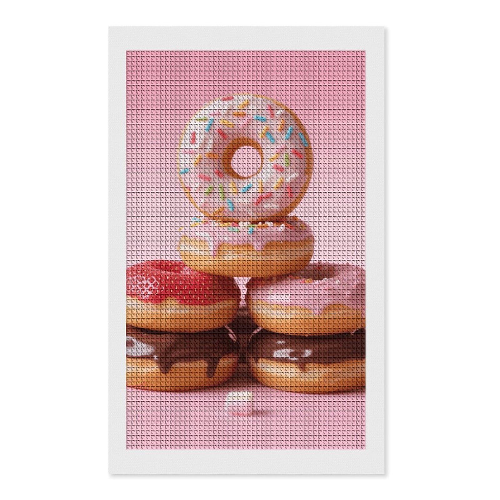 FodPand Donuts 5D Diamond Painting Kits for Adults Beginners Full Drill Square Diamond Dots Pictures Gem Art Supplies for Home Wall Room Decoration DIY Craft Set Gift 12x20