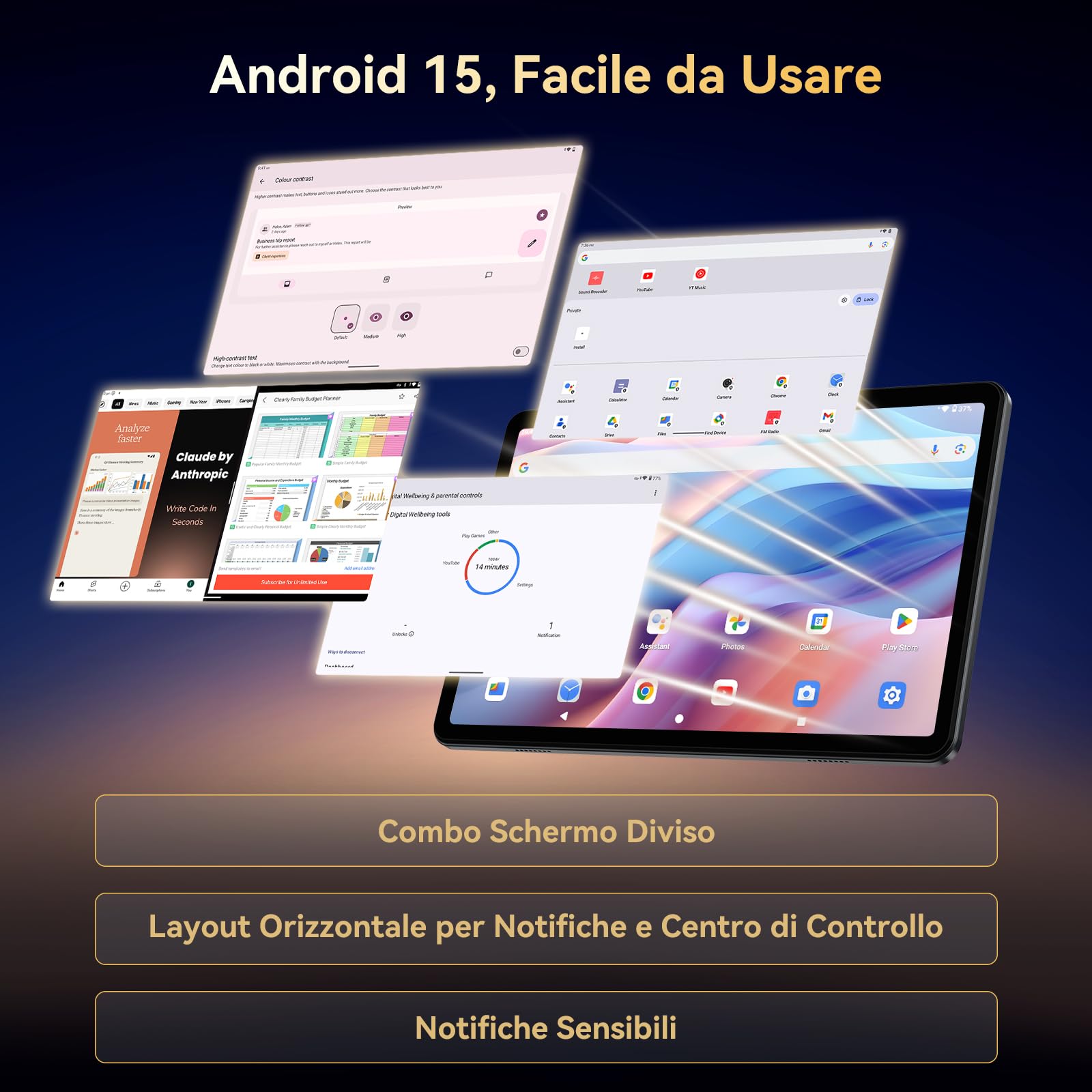 TABWEE Tablet con Tastiera e Penna, 18 GB RAM+ 128GB ROM (2 TB TF) | Tablet in Offerta 10 Pollici, Android 15, 6000 mAh, 5MP+2MP, Gemini AI, 5G WIFI, GPS, 3.5mm Jack Port (4 Anni Garanzia)