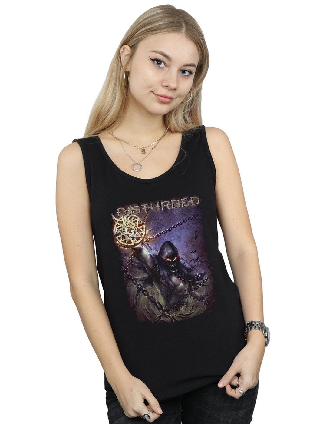Absolute Cult Women's Black Disturbed Vortex Chains Vest Small