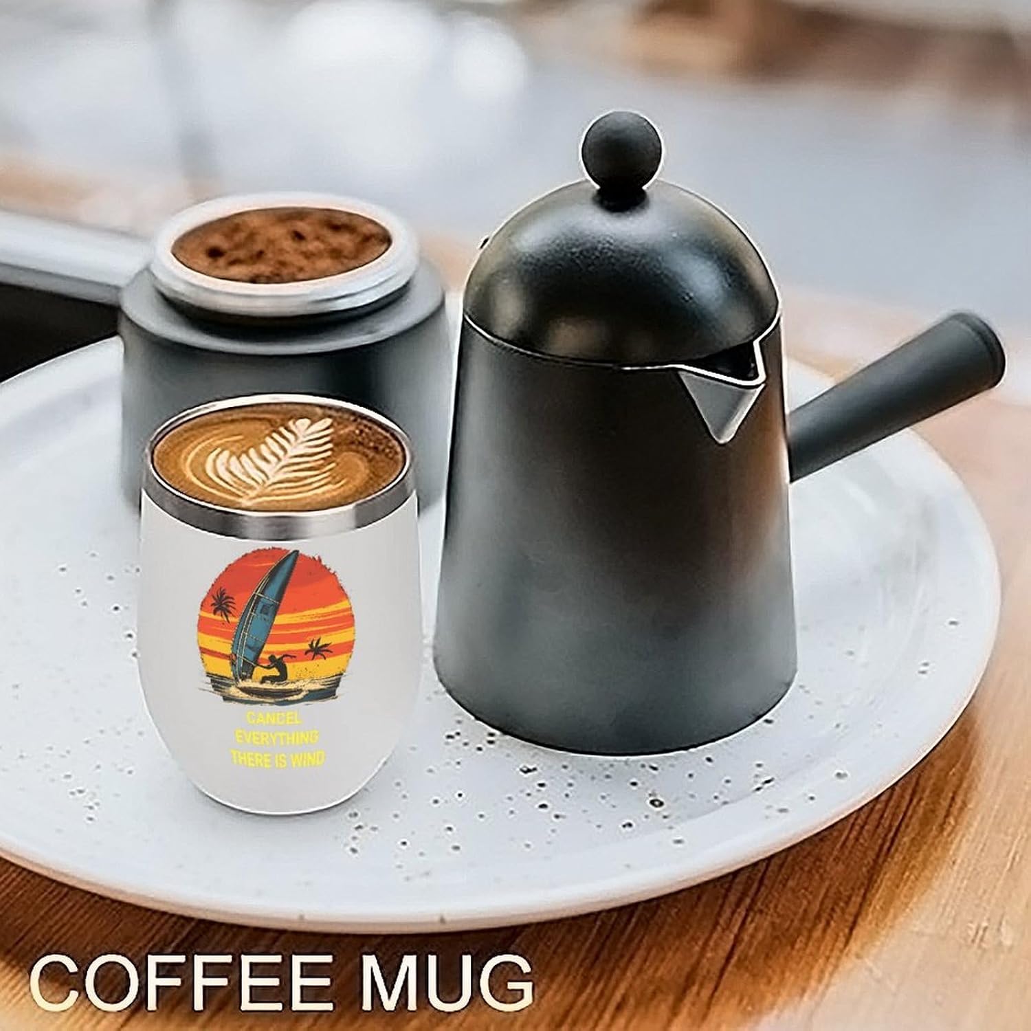 Windsurfing Cancel Everything There Is Wind Insulated Drinking Cup Stainless Steel Coffee Mug Wine Tumbler with Lid 12OZ
