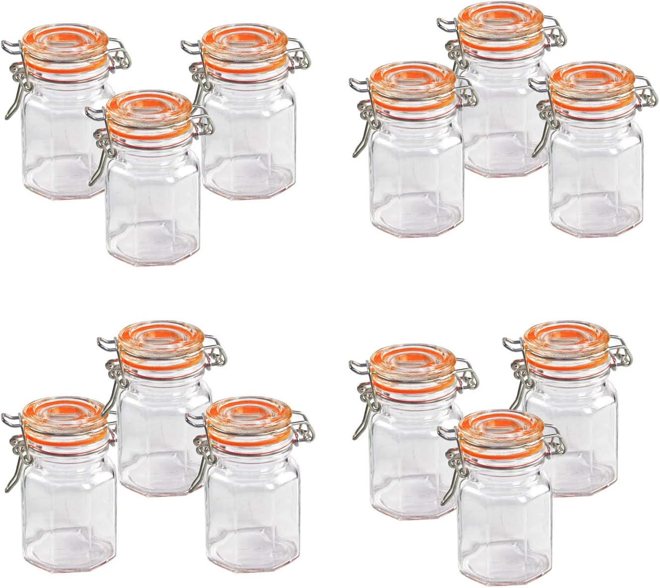Apollo Glass Spice Jar Set 12 MOP, Multi-Colour, 13x35x16