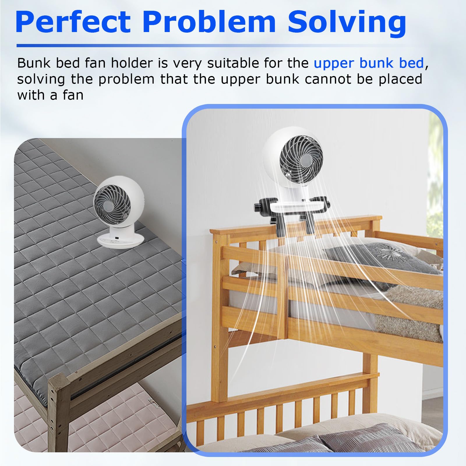 Zelvoro Upgrade Bunk Bed Fan Holder, Adjustable Clip-On Design, Fit for Bunk Buddy, Compatible with Woozoo Fans 8.27