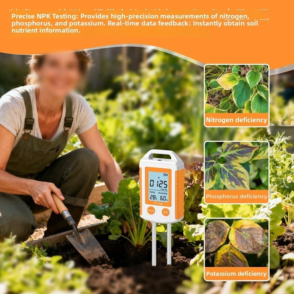 YY-1104 Medidor de prueba de suelo para paisajismo y cultivo Medidas Nitrógeno Fósforo Potasio pH Humedad y temperatura