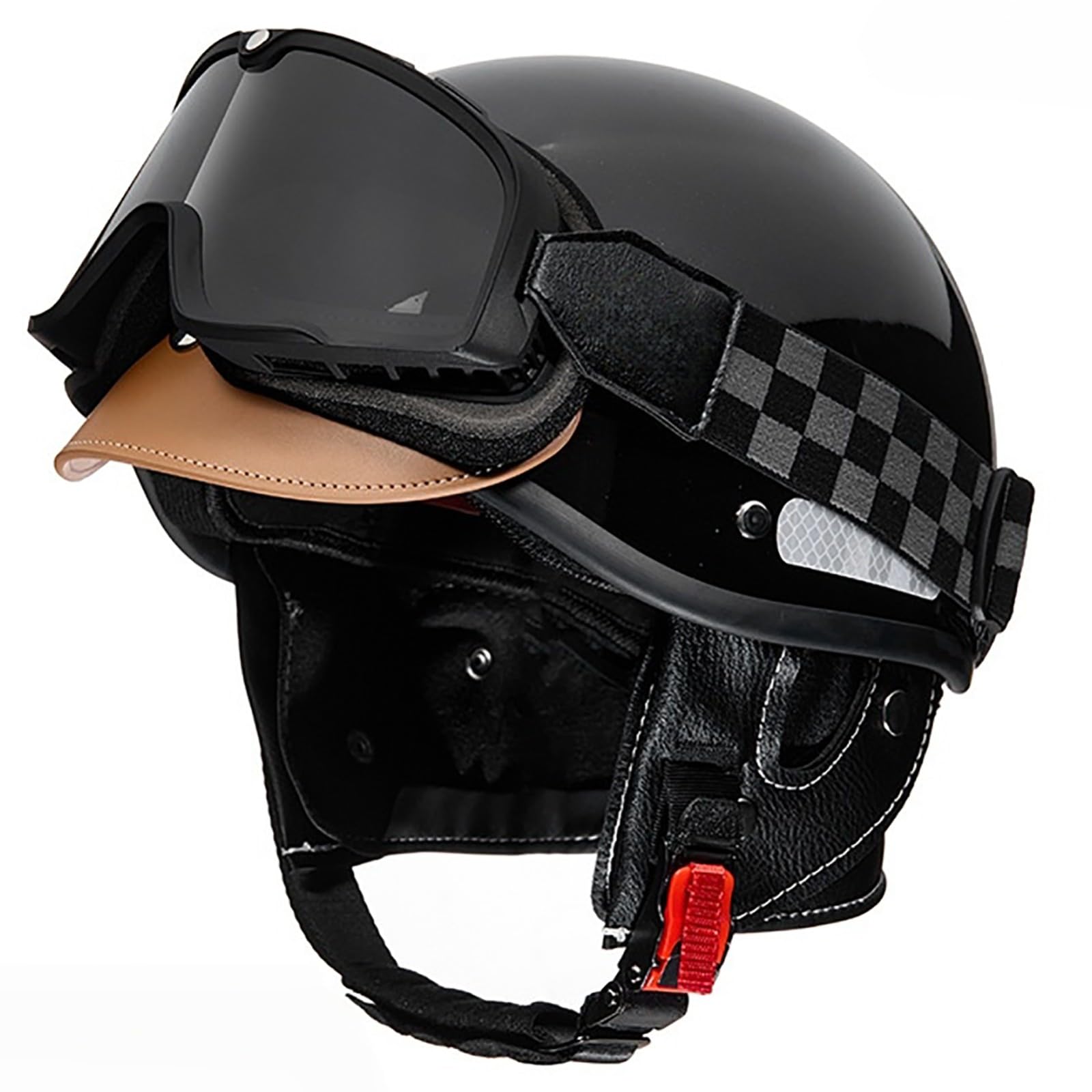 Kask motocyklowy retro dla mężczyzn i kobiet, z okularami UV, niemiecki kask na skuter, do jazdy po mieście, certyfikat DOT/ECE