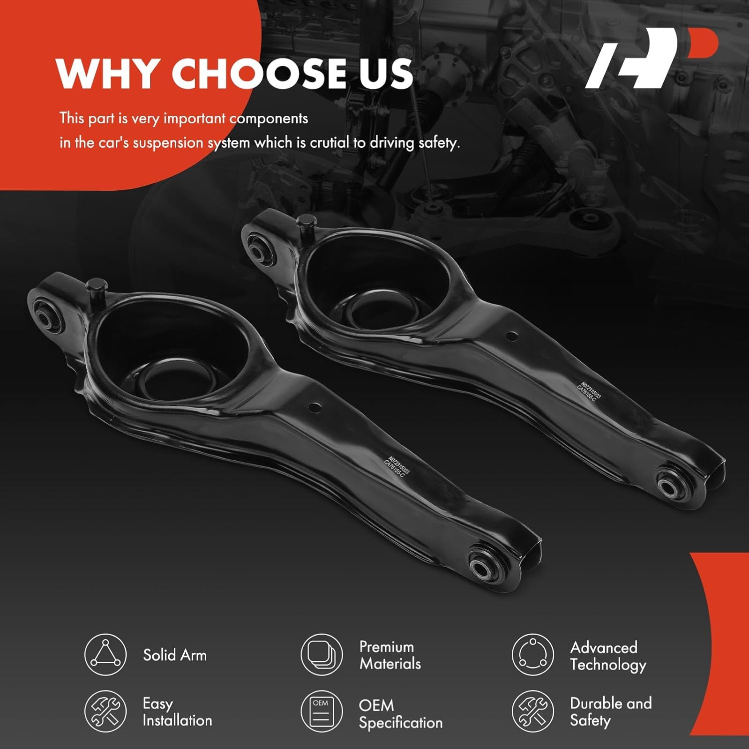 A-Premium 2 x Rear Lower Control Arm, with Bushing, Compatible with Mazda 3 2004-2013, 5 2006-2010 2012-2015