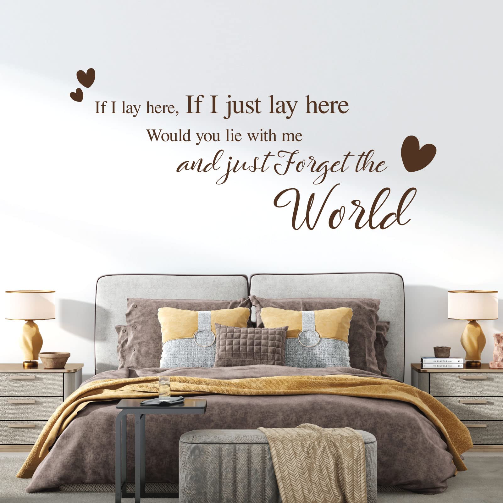 If I Lay here... Would You Lie with me and just Forget the World - Wall Quote, Wall Art Sticker [Medium] [Chocolate]