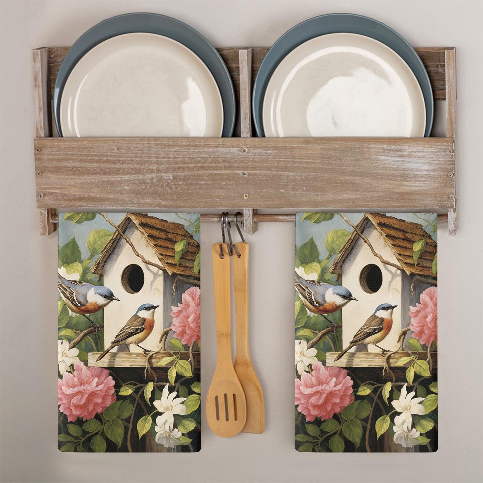 Trapos Cocina Hojas Marrones Y Verdes Paños de Cocina Microfibra Paños Cocina Suaves Lavable Toallas Reutilizables Absorbentes Baño Pañuelo de Mano Trapos de Cocina 2 Piezas (44x74 cm)