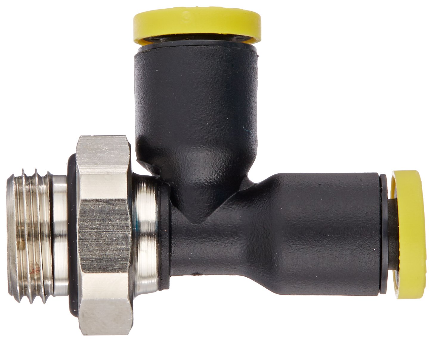 Legris 3193 04 10 Nylon & Nickel-Plated Brass Push-to-Connect Fitting, Run Tee, 5/32" or 4 mm Tube OD x 1/8" BSPP Male