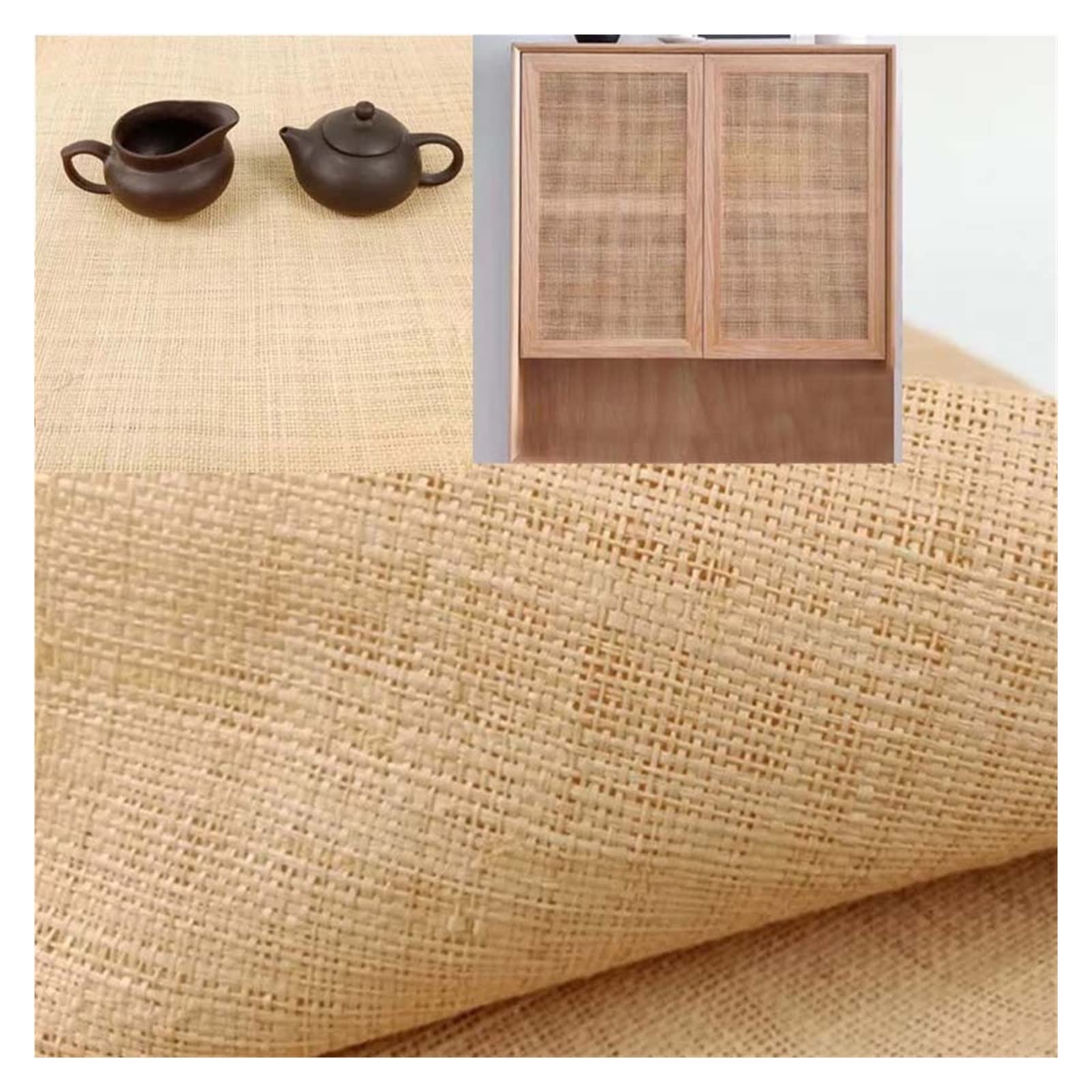Natuurlijke Echte Raffia Mat Handgemaakte Weven Touw Rotan Materiaal Webbing for Meubels Stoel Tafel Plafond Kast Boheemse Idyllische Vakantie Stijl DIY Decoratie Materialen (Color : Folded Pack, Gr