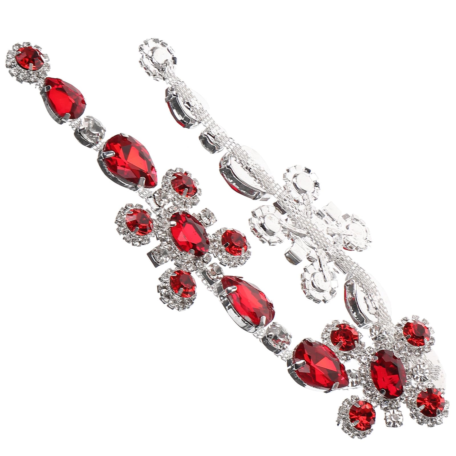 Operitacx Strassapplikation für Brautschärpe und Kleidung Rote Ovale Kristallblumenkette aus Glas Dekorative Selbstgemacht Modeverzierung für Brautgürtel Schuhe und Bastelprojekte