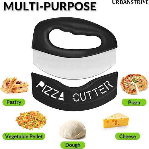 Miniatura 4 de Urbanstrive Cortador de pizza de acero inoxidable resistente con tapa, cuchillo de pizza de hoja súper afilada, cortador de pizza, accesorios de