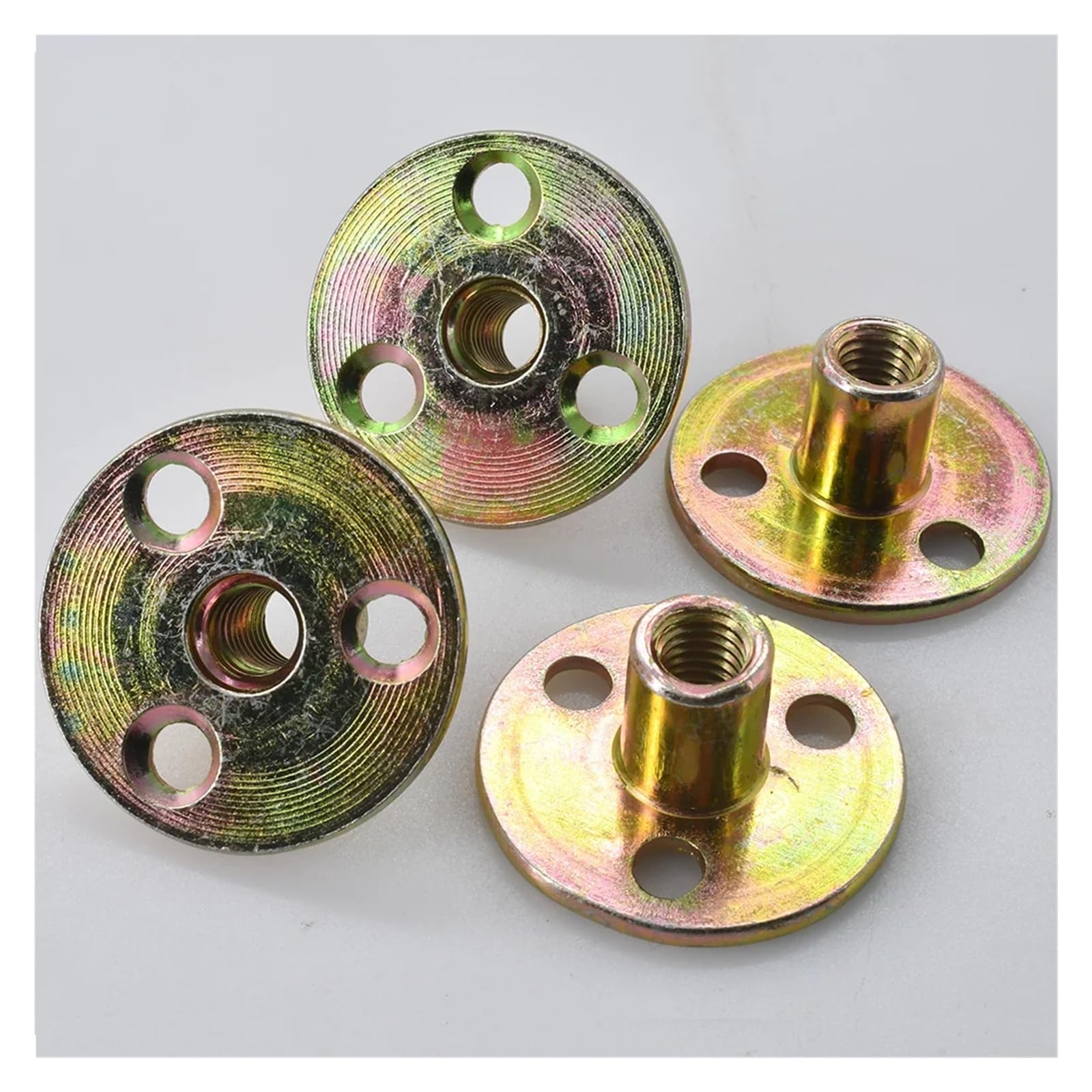 Dado di bloccaggio for mobili con piastra in ferro M6 M8 M10, coppia, for legno, perno di bloccaggio for mobili con piastra in ferro, piede for divano, zincato, a tre fori(M6 (2Pcs))