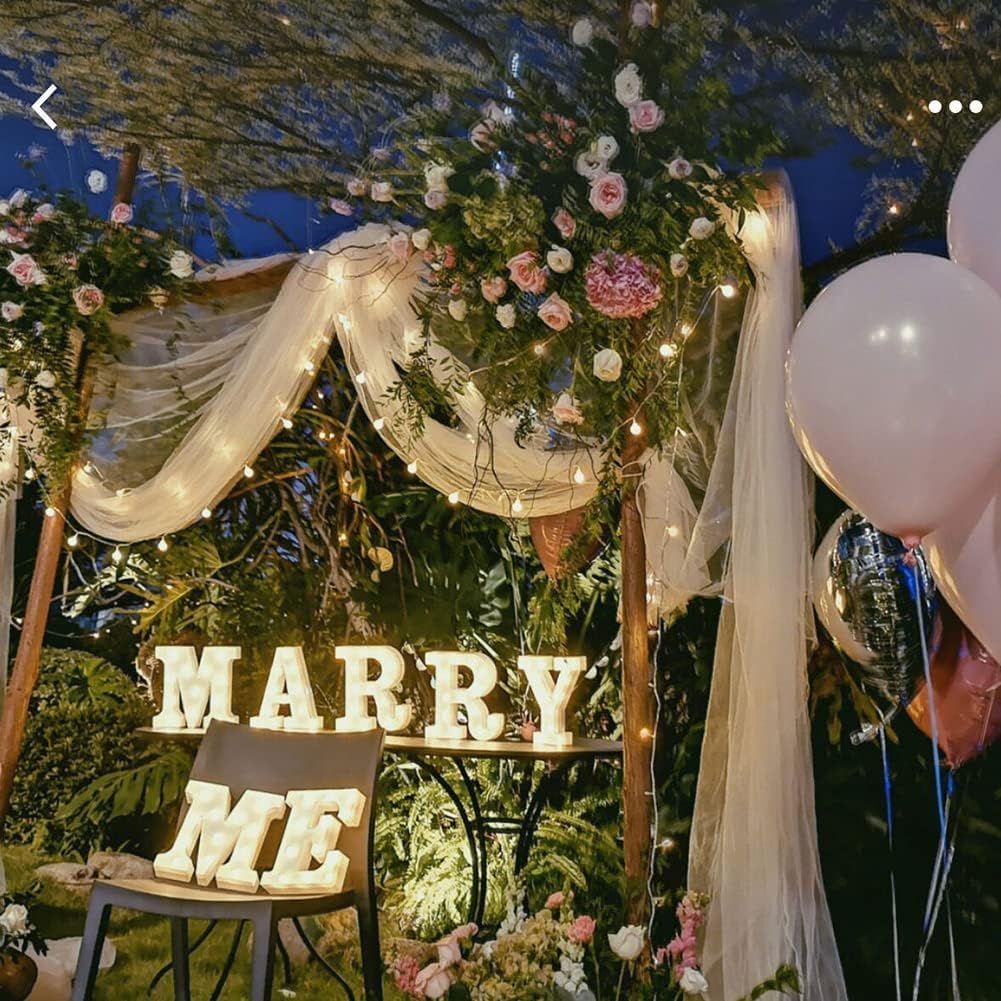 Letras LED 3D 'Marry Me' - Luz Nocturna Romántica para Propuesta de Matrimonio y Decoración de Bodas - Ideal para Aniversarios, Fiestas, Hogar y Restaurantes - Uso Interior y Exterior