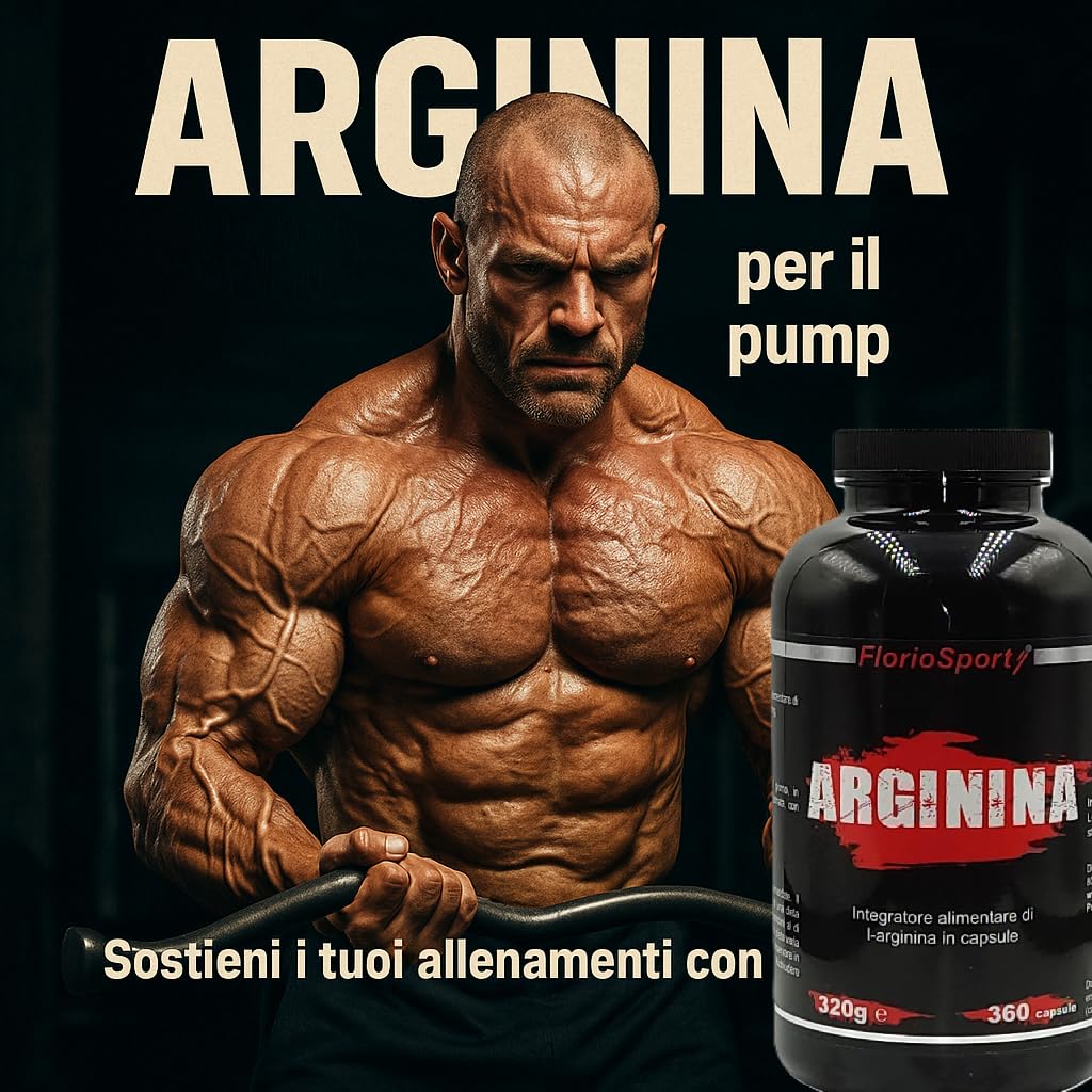 Arginina 360 capsule FlorioSport - Pura L-Arginine HCL ad Alto Dosaggio - Precursore di Ossido Nitrico (NO) che regola la Vasodilatazione e contribuisce alla Sintesi Proteica
