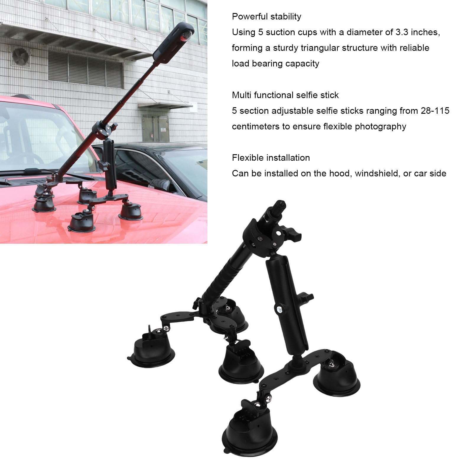 CHICIRIS Soporte de teléfono para coche, kit de ventosa versátil para una estabilidad segura de la cámara, diseño 5 en 1, compatible con X5 X4 X3 X2 RS