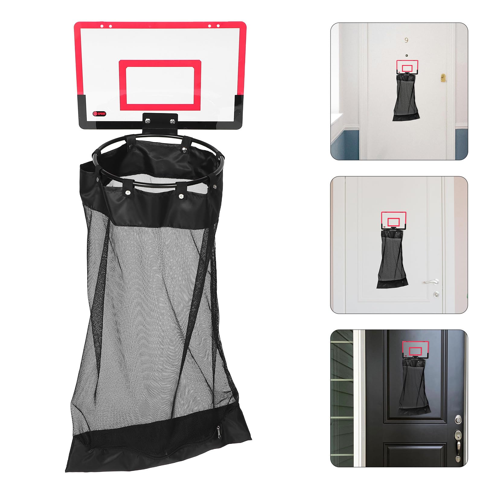 Basketball Wäschekorb zum Hängen an Tür Platzsparender Netz Wäschesammler mit Reißverschluss Vielseitiger Aufbewahrungskorb für Kinderzimmer und Studentenwohnheim