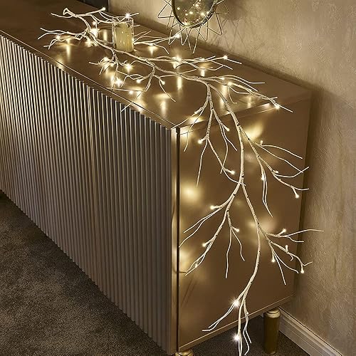 Miniatura 9 de LITBLOOM - Guirnalda de abedul iluminada, funciona con baterías, 8 funciones, 48 luces multicolor y blanco cálido, de 6 pies, para la decoración del