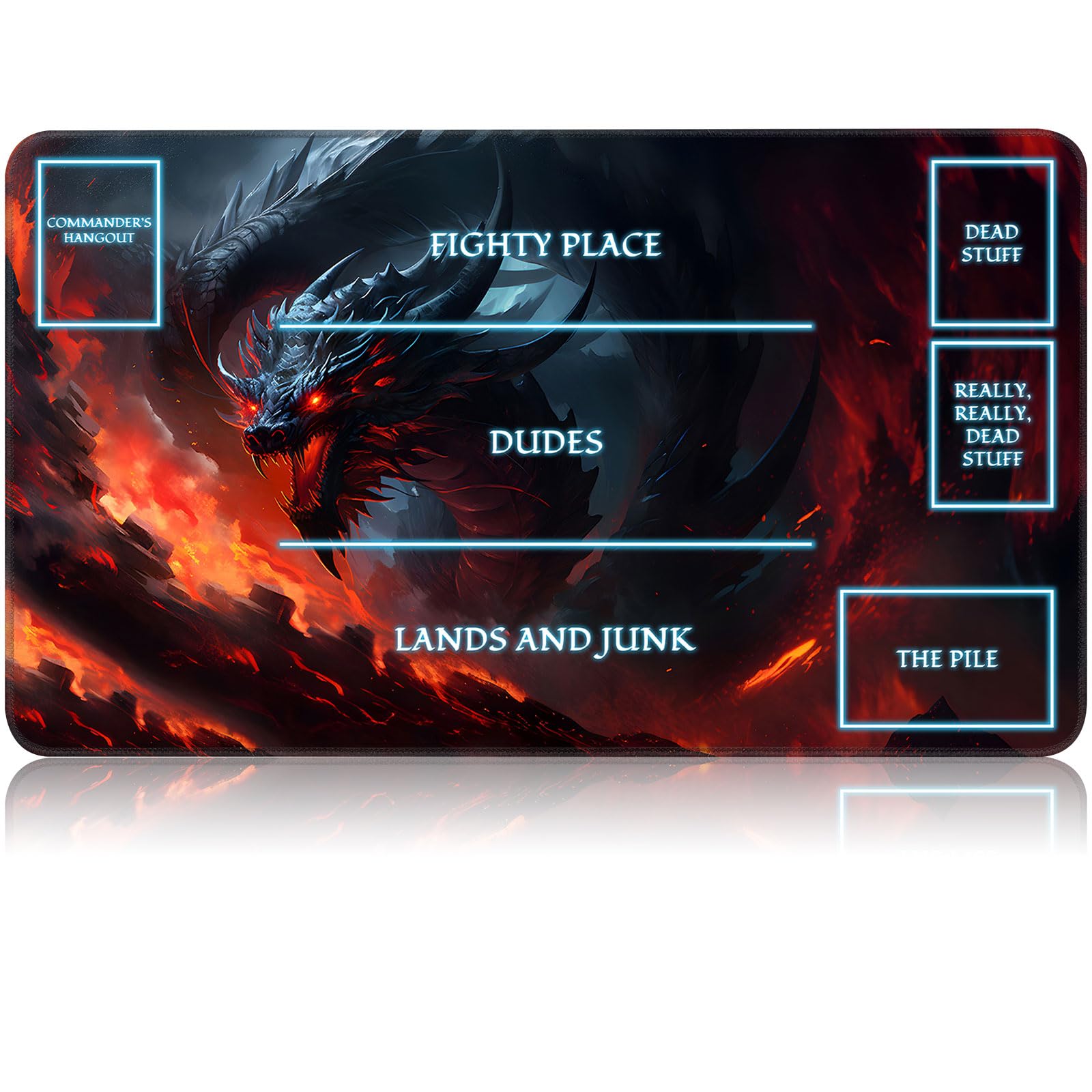 for MTG Game Playmat, for Magic TCG Rubber Play mat,Tabletop Card Playmats with Smooth Surface,Trading Card Inked Game Mat with White Zones,Battle Game,Fire Dragon