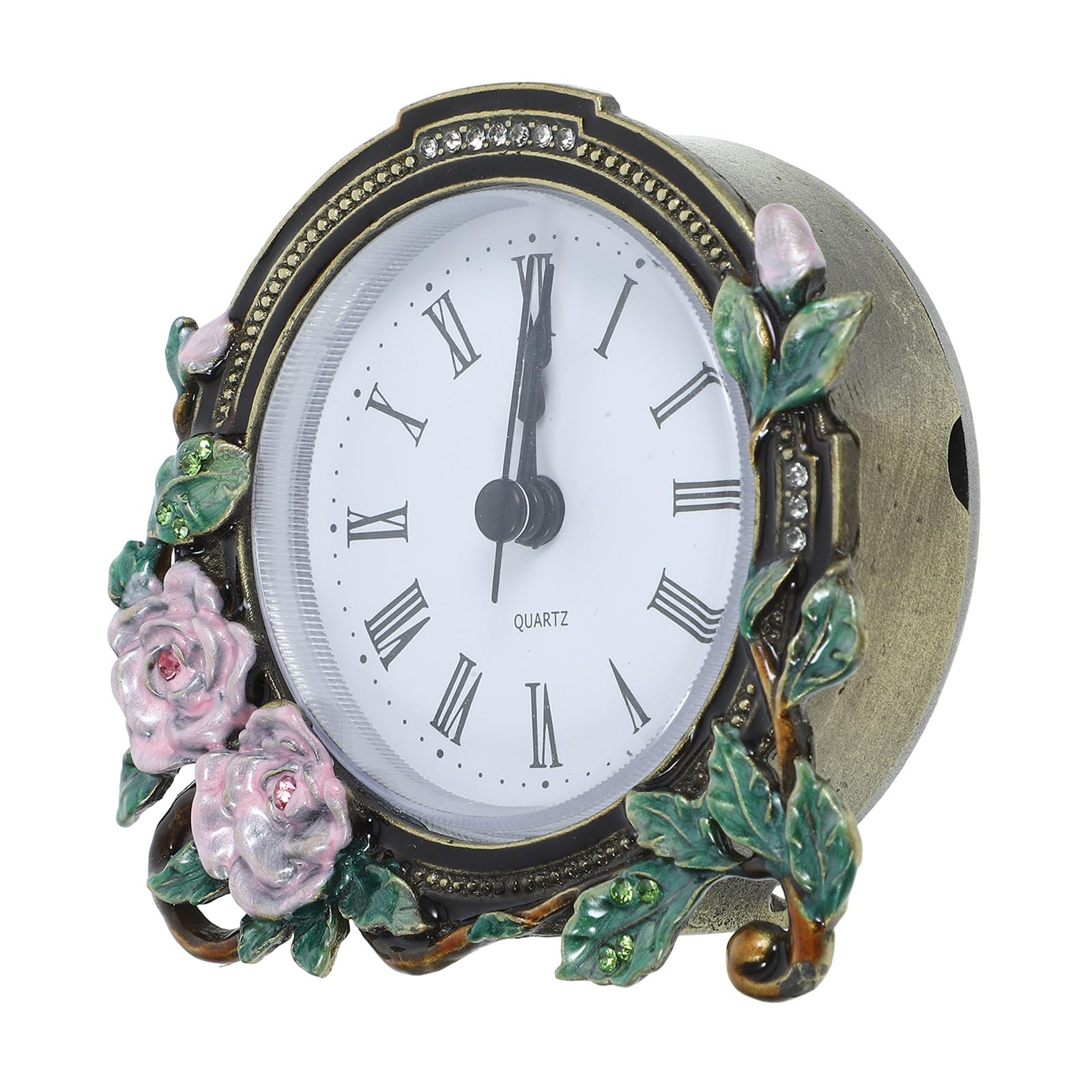 Reloj de mesa silencioso SECFOU con diseño de flores para escritorio