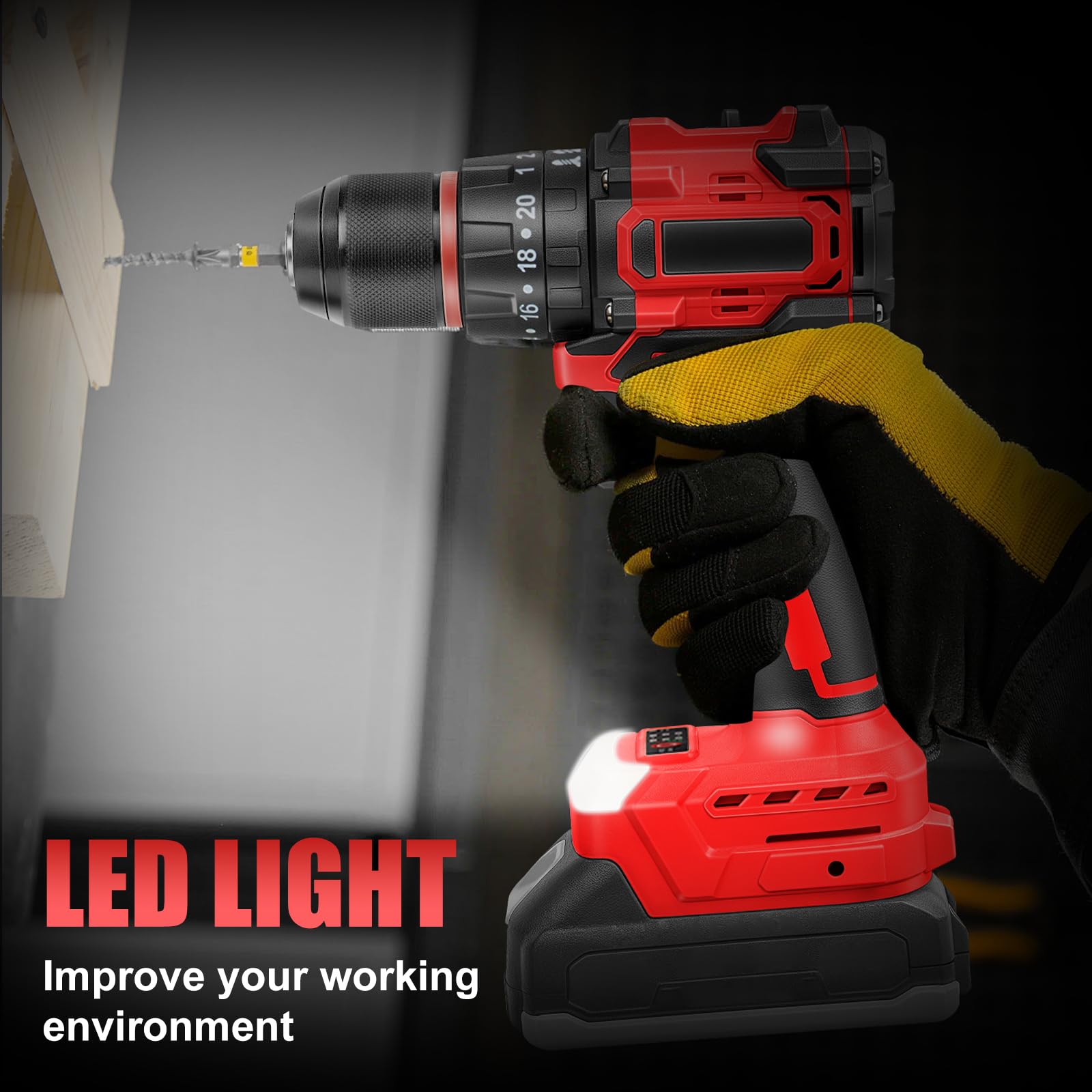 Set trapano avvitatore a batteria 2 in 1, compatibile con Milwaukee 18 V M18 (senza batteria), piccolo trapano avvitatore a percussione, 27 accessori, regolazione della coppia 25+3, mandrino da 10 mm