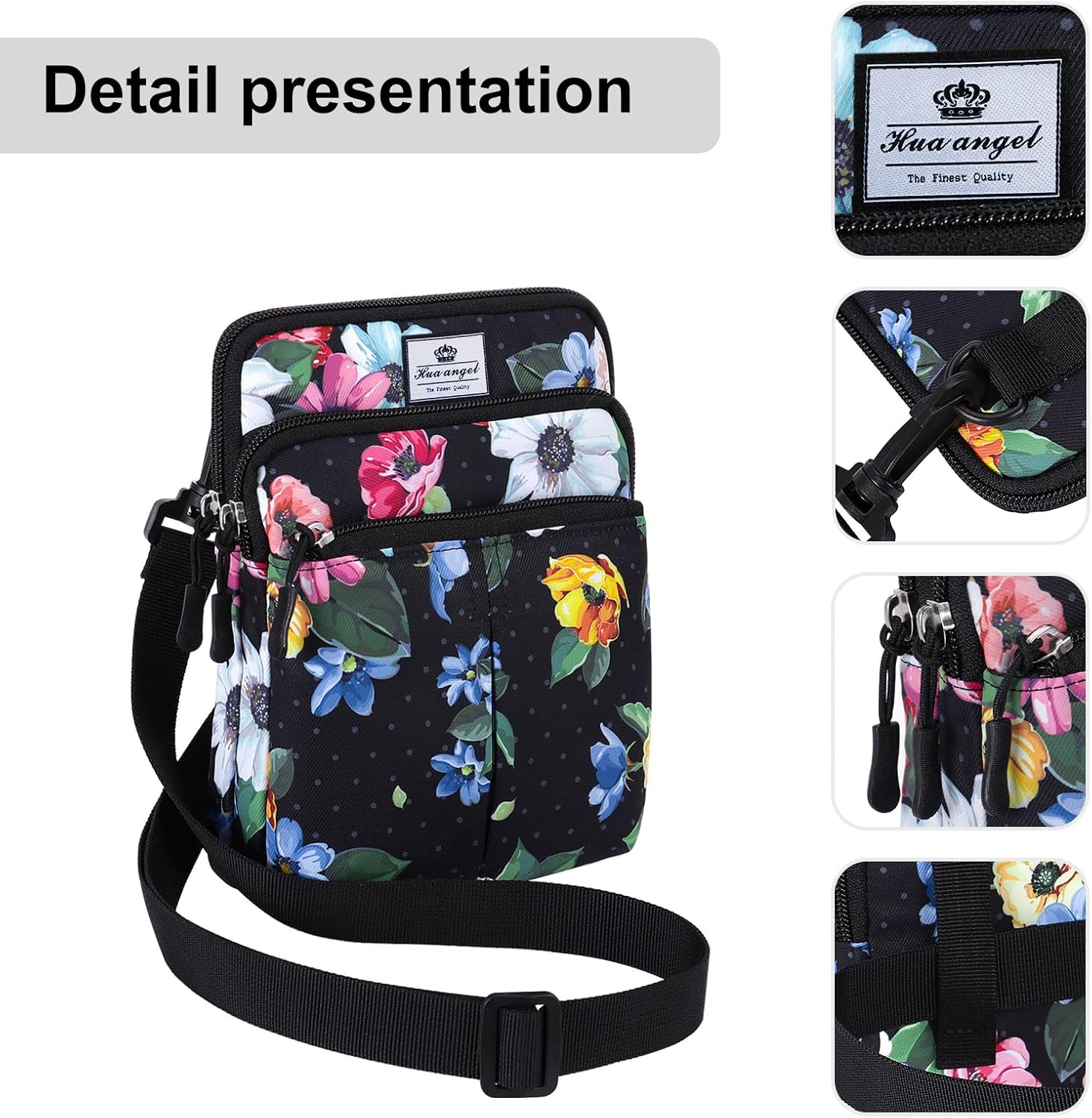 HUA ANGEL Multifunctional Fanny Pack for Men & Women Lightweight Waist Bag with 3 Zip Compartments, Cross body bag for Running Walking Sport Travel - Image 3