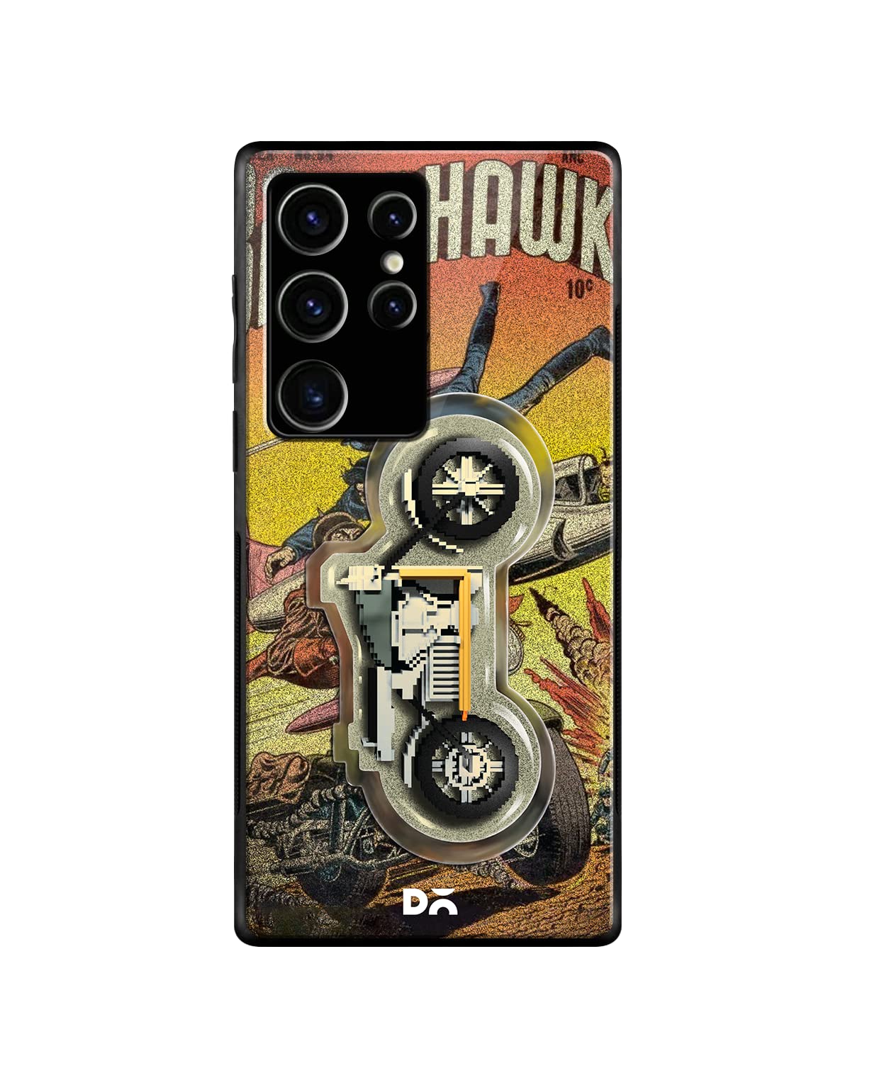 DailyObjectsBlack Hawk Glass Back Case Cover for Samsung Galaxy S23 Ultra | Camera Protection | Precise Cutouts | Modern Design | Proper Fit | Flexible | Lightweight | Wireless Charging Compatible