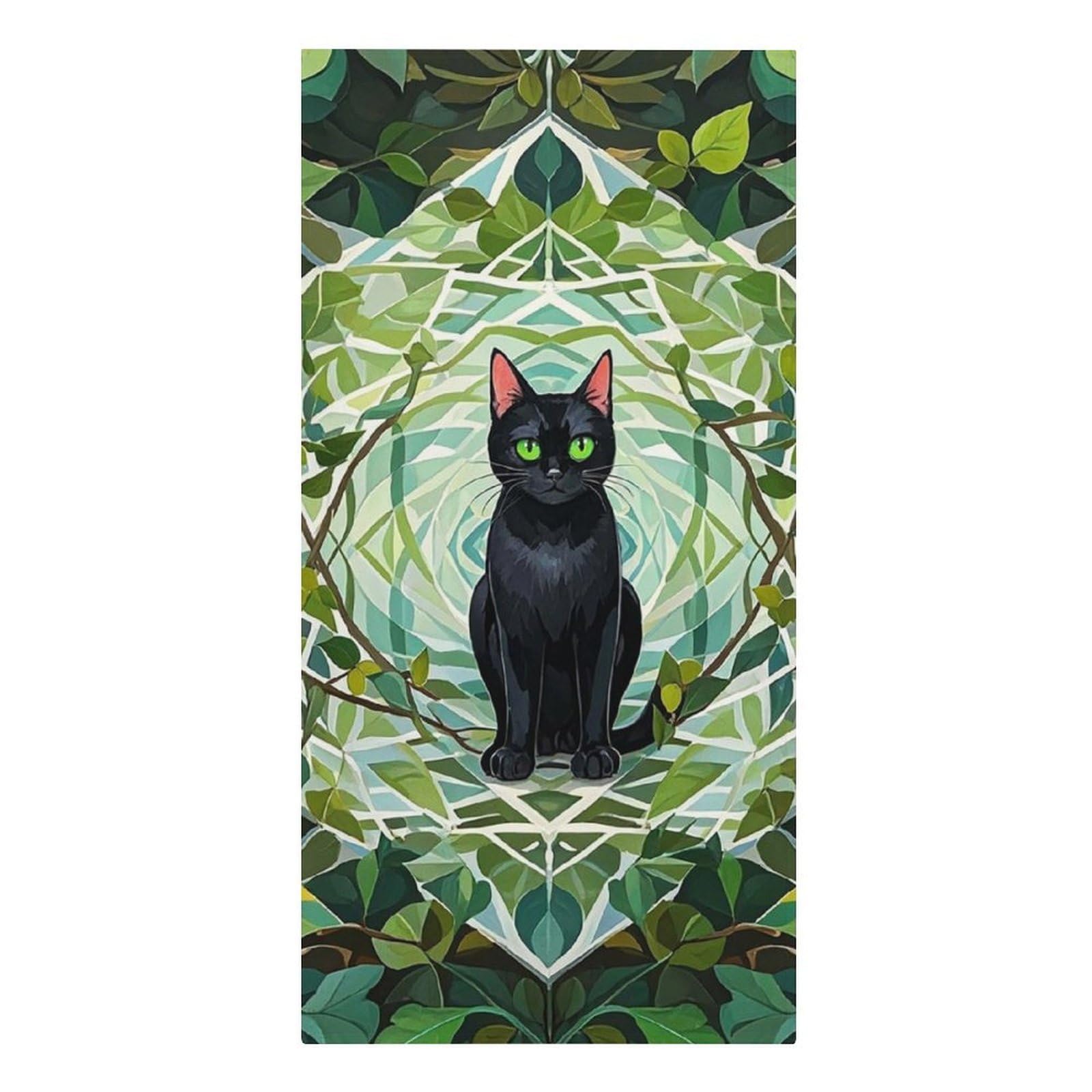 Fodpand Girls Style Lightweight Microfiber Large Overszed Black Cat Beach Towel 30.3X61.4 In Sand Blanket Travel, Swim, Bathroom, Women Adults Gift Soft Big Pool Swim Towels