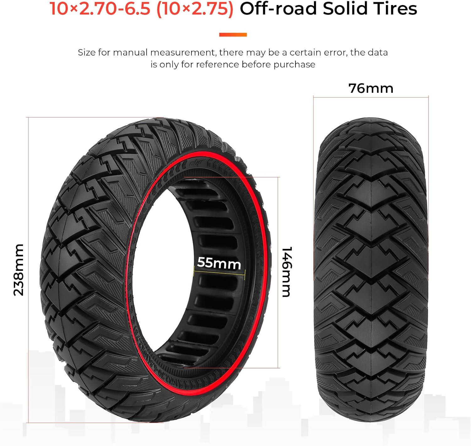 1PCS Scooter Solid Tire 10 Inch 10x2.7-6.5 Electric Scooter Wheels Replacement 70/65-6.5 Tire for Hover-1 Alpha evercross H5 Emove Cruise hiboy max3 Kugoo M4 Pro Zero 10x Dualtron