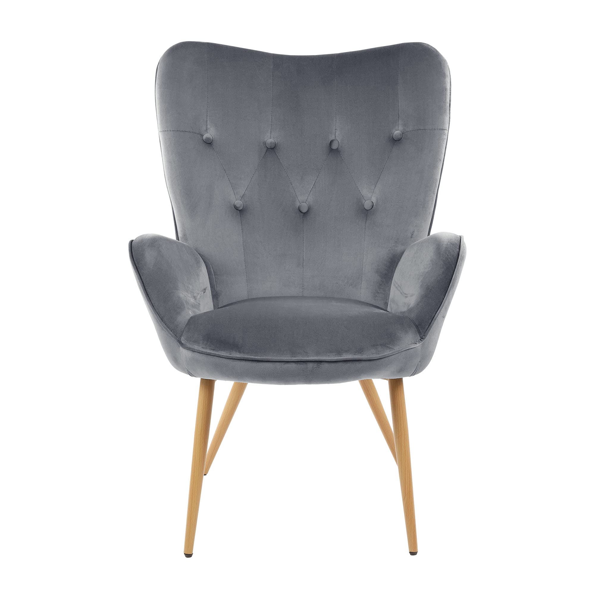 Albatros Sillón de Orejas Taburete York, Gris, Funda de Terciopelo, cómodamente tapizado, butaca para TV, sillón tapizado
