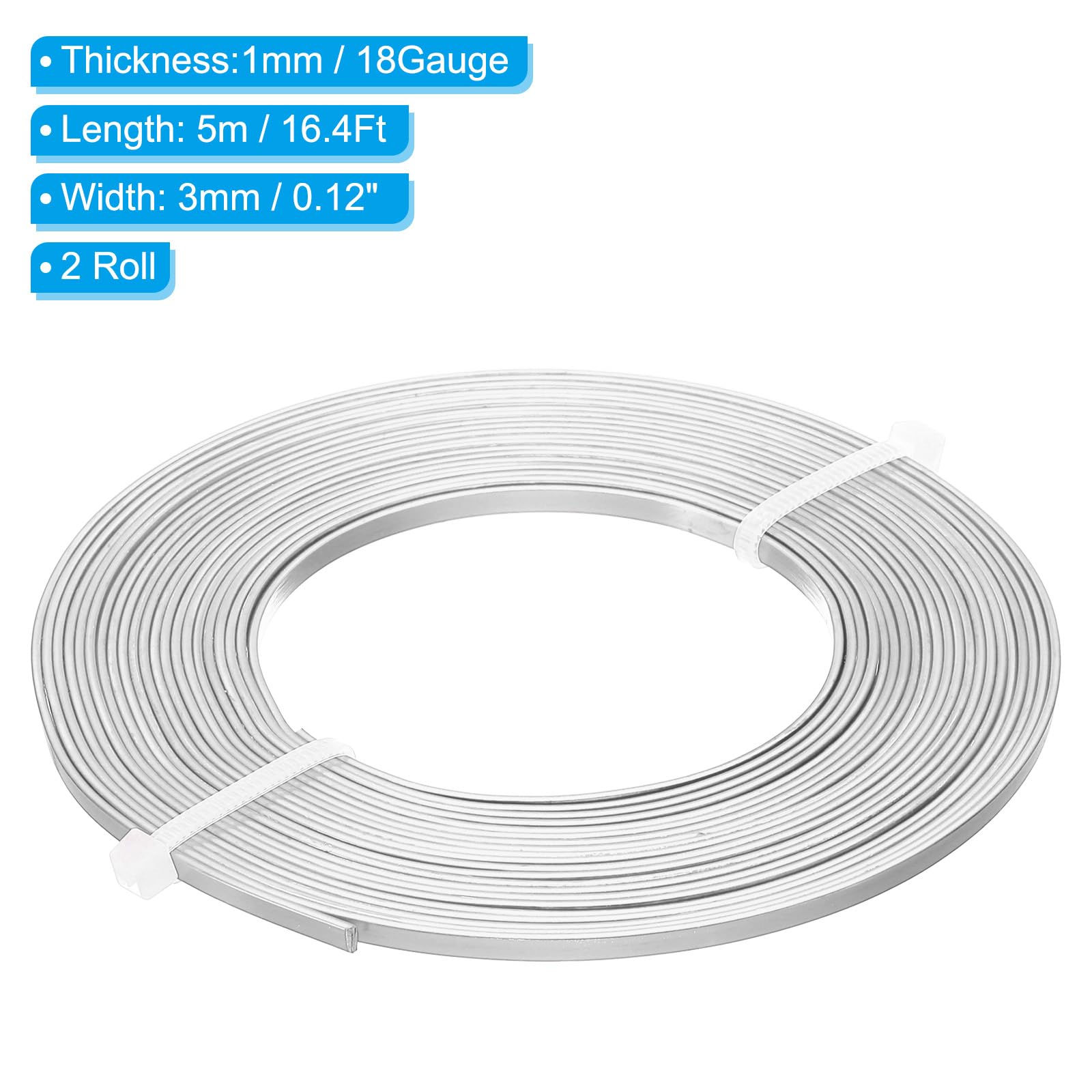 PATIKIL 18 Gauge 3mm Wide Aluminum Flat Wire - Image 2