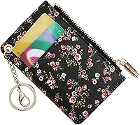Vista 8 de Carteras pequeñas de cuero delgado para mujeres, tarjetero, cartera, monedero con llavero beige (B-Beige)