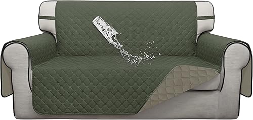 ISSUNTEX Funda de sofá doble protección 100 % impermeable para sala de estar, funda de sofá para sofá de 2 plazas, protector reversible de muebles