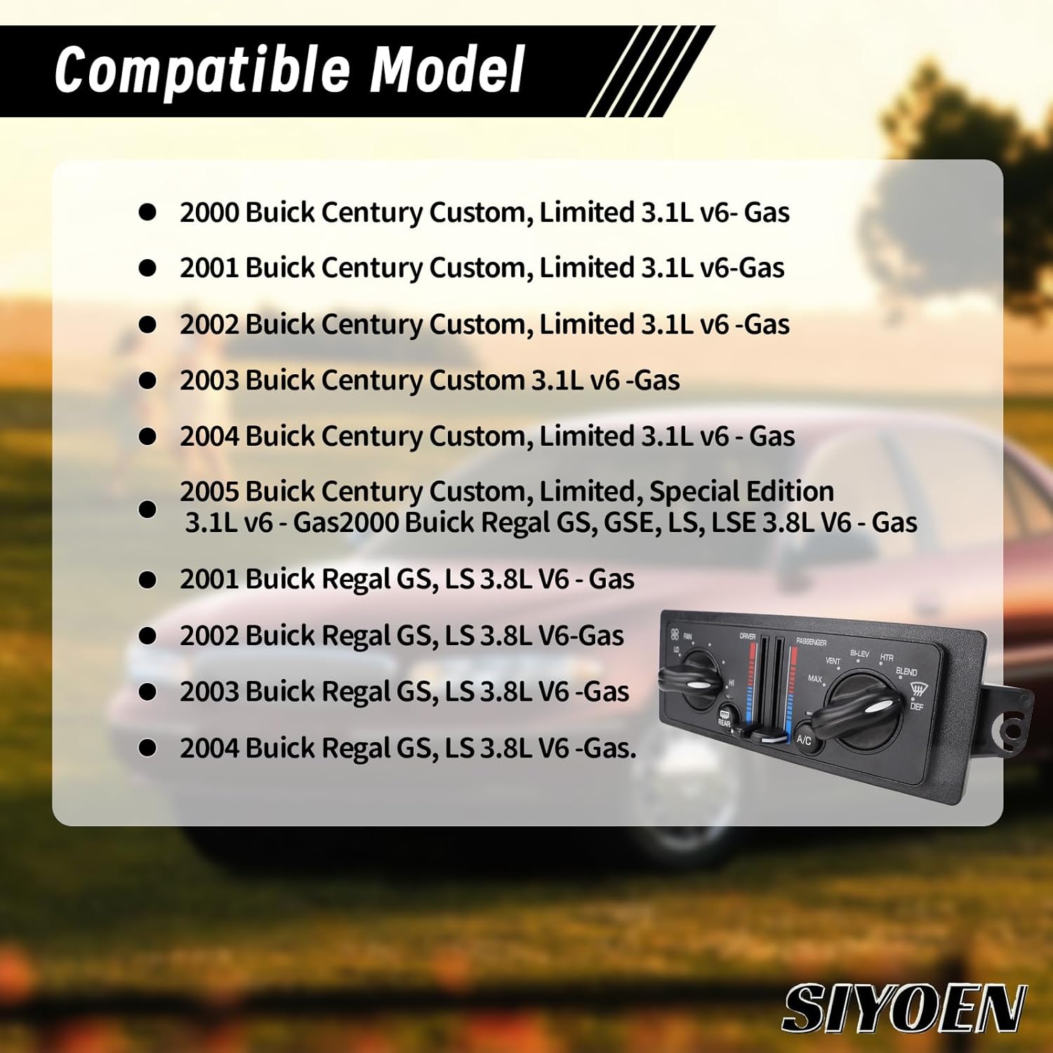 599199 Heater A/C Dual Climate Control Module Compatible with 2000-2005 Buick Century 3.1L & 2000-2004 Buick Regal 3.8L - Replaces 10308120, 10447470