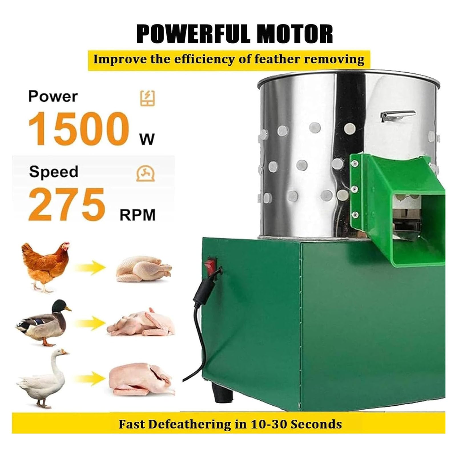 Máquina Desplumadora De Pollo Pequeña - Automática, Para Aves De Corral, Patos, Codornices, Acero Inoxidable