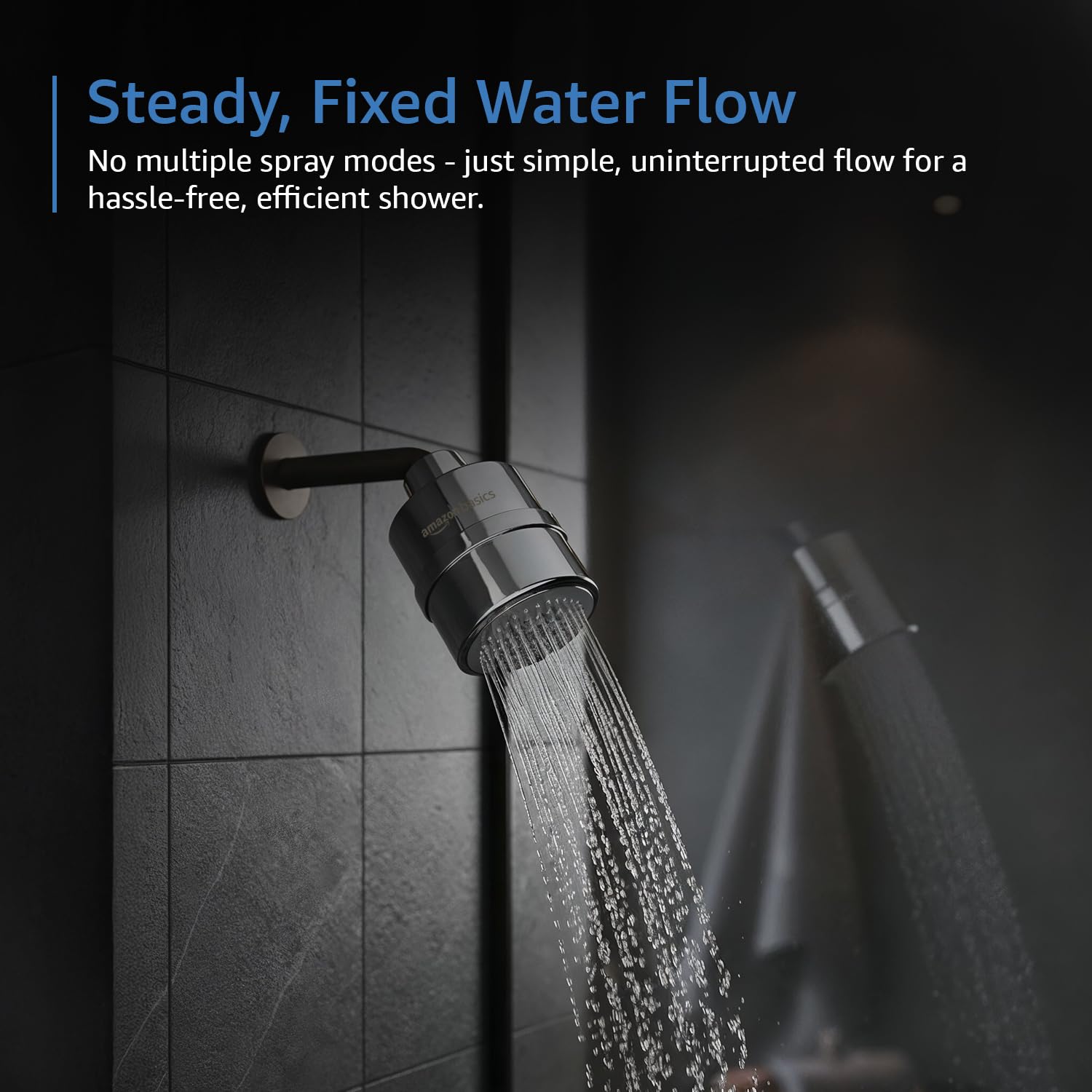 Amazon Basics Shower Head with Built-In Filter | Water Softener | Fixed Flow | Chrome Finish | Easy Installation | 13.9L x 8.4W cm 1