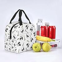 Vista 7 de Bolsa de almuerzo con diseño de oso panda y bambú para mujeres y hombres, con bonito estampado de panda, contenedor aislado con bolsillo frontal
