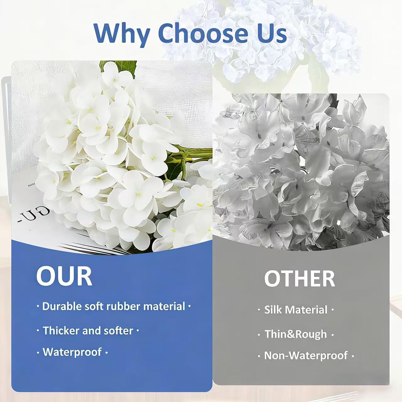 Hydrangea Artificial Flowers，3PCS Hydrangea，Faux Hydrangea Flowers，Artificial Hydrangeas，Fake Hydrangeas，Perfect for Weddings, Parties, and Home Decor - Image 8