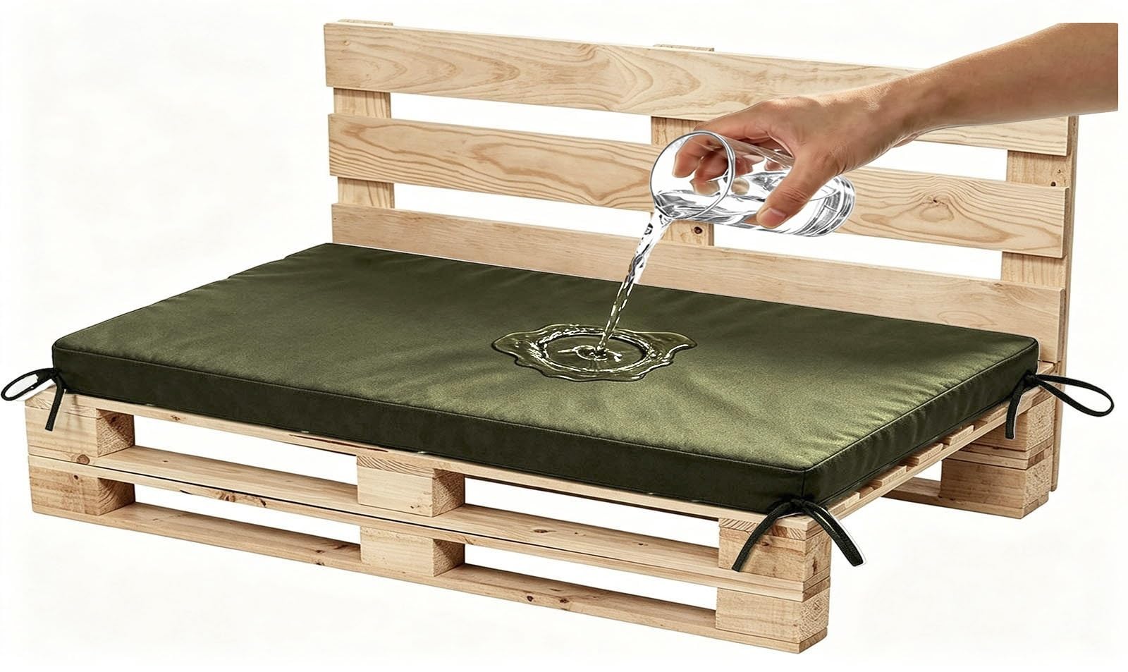YNJJKA Outdoor Swing Seat Cushions Waterproof 80% 5cm/1.9" Thick Outdoor Bench Cushion, Settee Couch Pads with Zipper Washable, Patio Swing Seat Cushion with Ties(Dark Olive,70x70 cm 28x28 in)