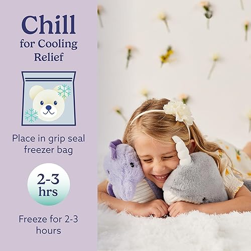 Miniatura 5 de warmies Animales de peluche con peso y aptos para microondas, Narwhal, peluche térmico para calidez y comodidad, bonitos juguetes de felpa suave