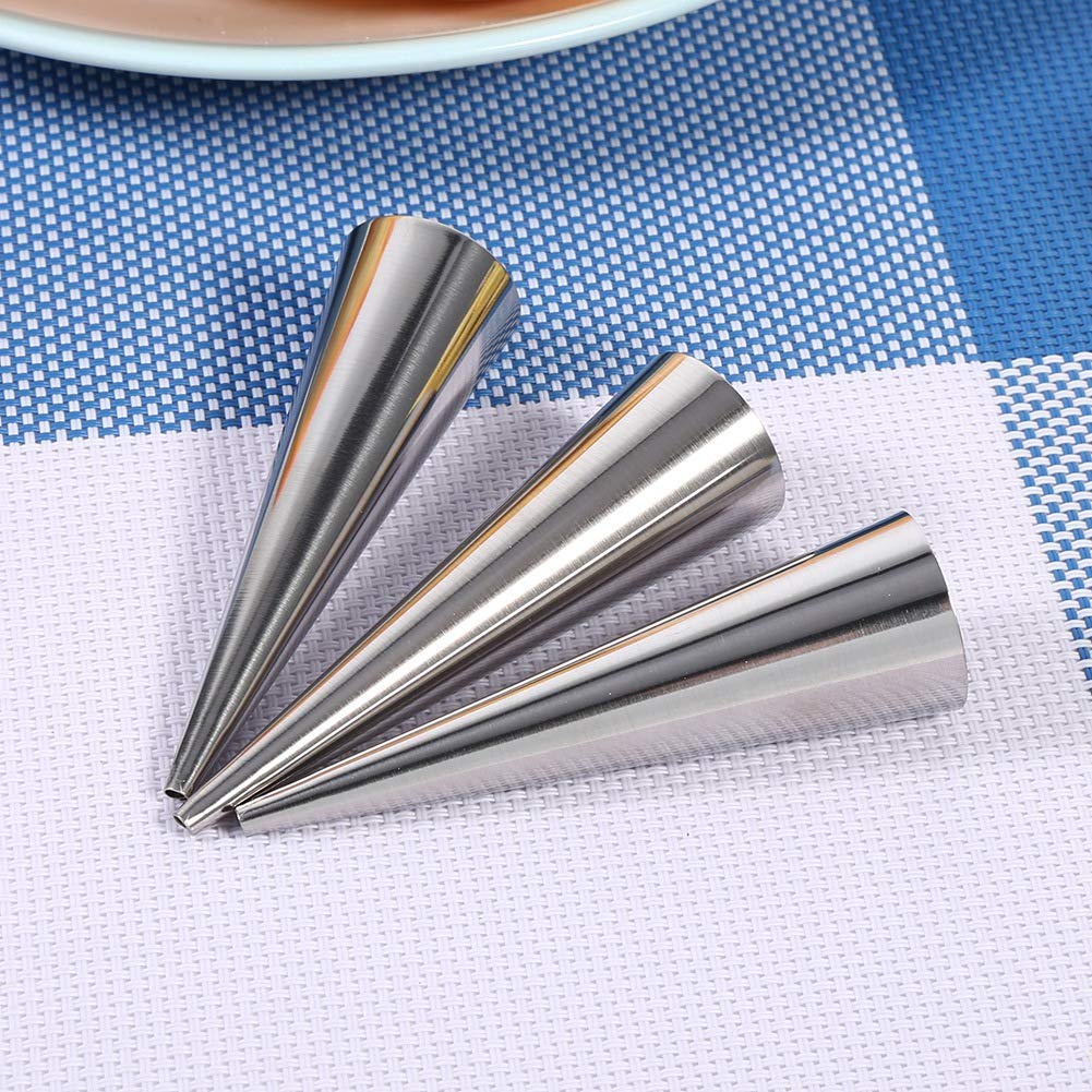 Lybunair 3Pcs Stainless Steel NonStick Dessert Croissant Tubes, Baking Tool Tube Tray for Home (Small Croissant)