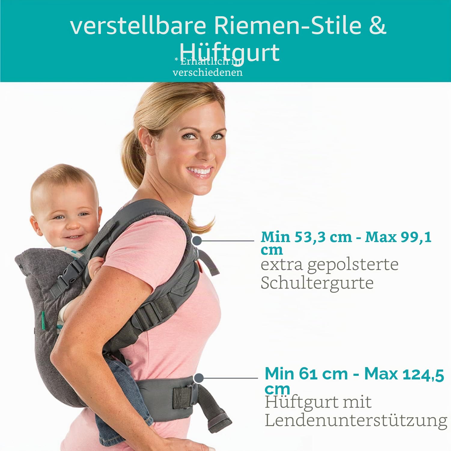 Infantino Flip Advanced 4-in-1 Babytrage, Ergonomisch, Umwandelbar, mit Blickrichtung Nach Innen und Außen, Vorne und Hinten Tragbar für Neugeborene bis Kleinkinder von 3,6-14,5 kg, Grau