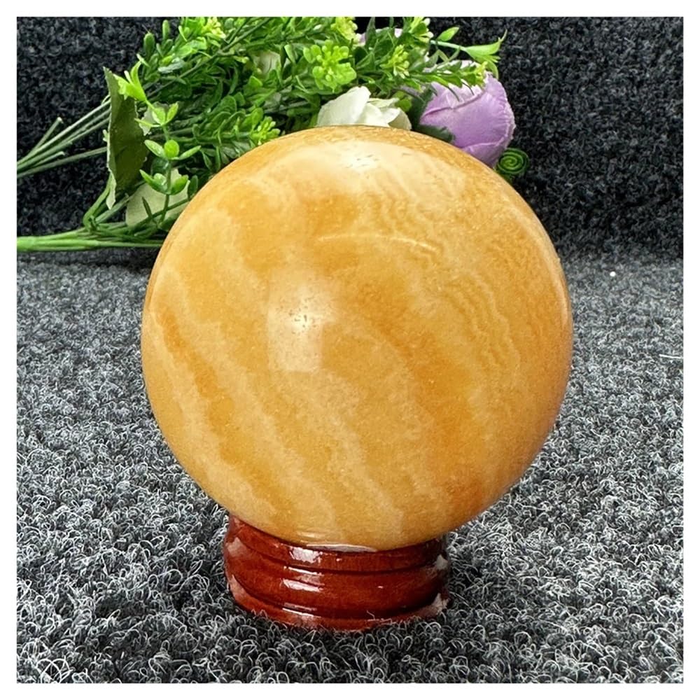 Bola de cuarzo calcita amarillo natural de 62mm para decoracion