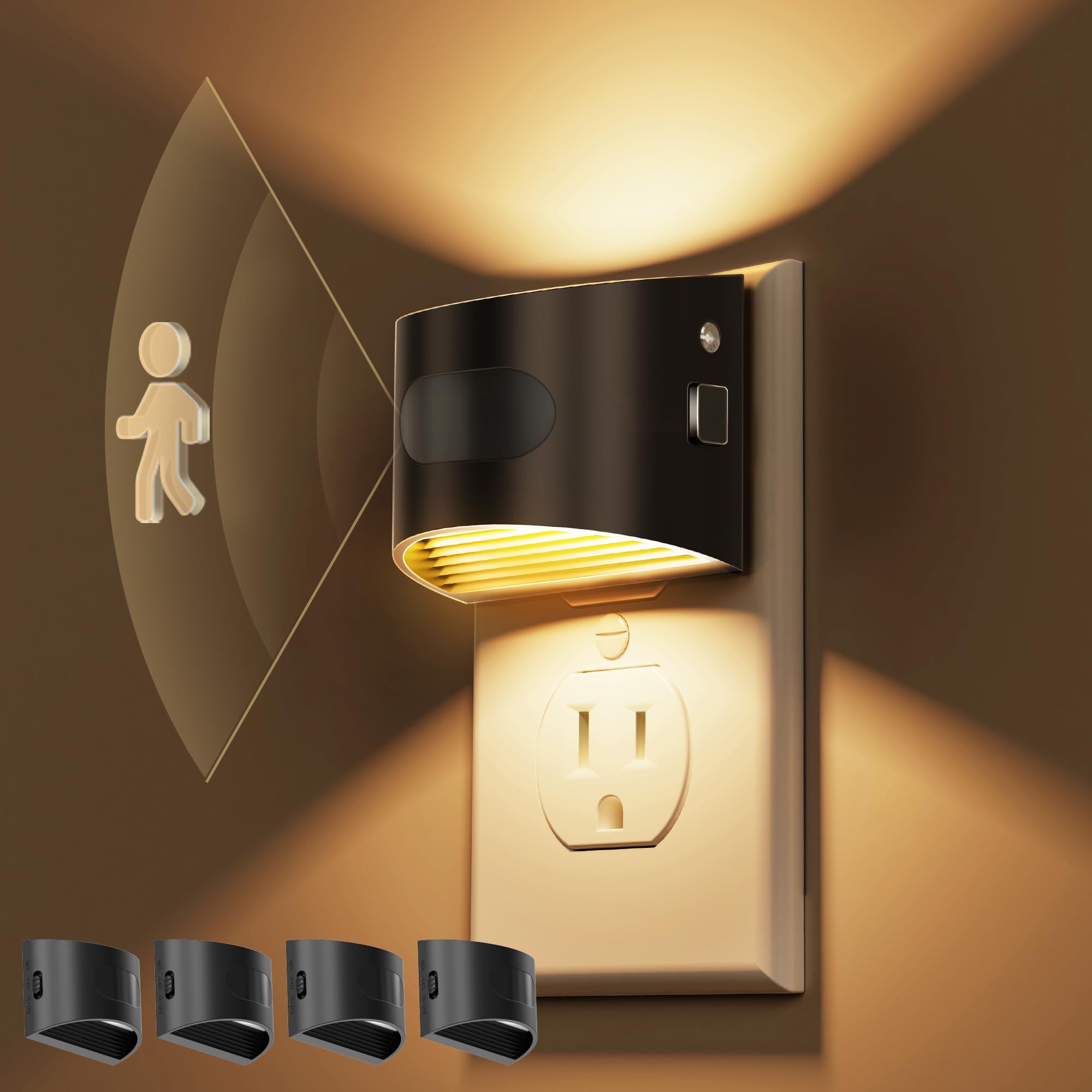 Luci notturne con sensore di movimento si inseriscono nella parete con luminosità regolabile, luce notturna a LED attivata dal movimento