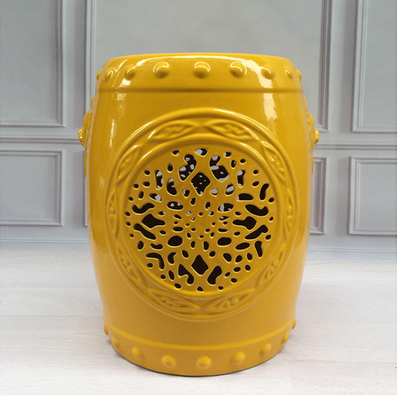 Tabouret De Jardin Chinois en Céramique, Tabouret Décoratif D'intérieur Et D'extérieur, Style Bohème, Style Campagnard Français, Idéal for Le Salon, Le Balcon Et Le Jardin(Wit)