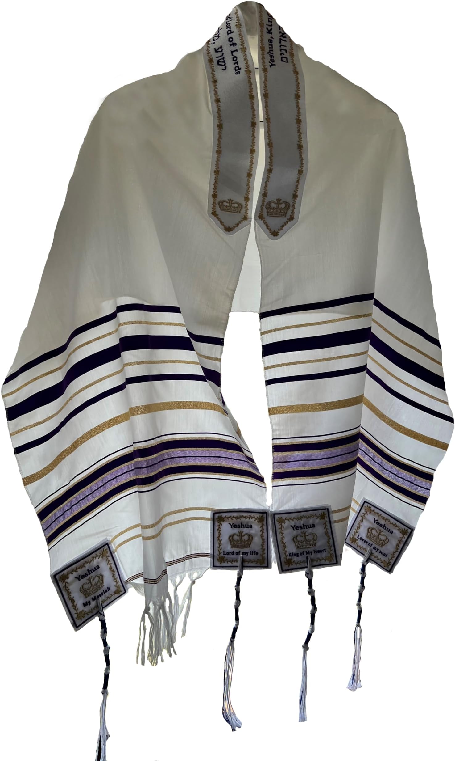 Navy Blue Messianic Tallit Talit Prayer Shawl 72" x 22" w/Matching cloth zipper bag - Designed by Dr. Rick Kurnow