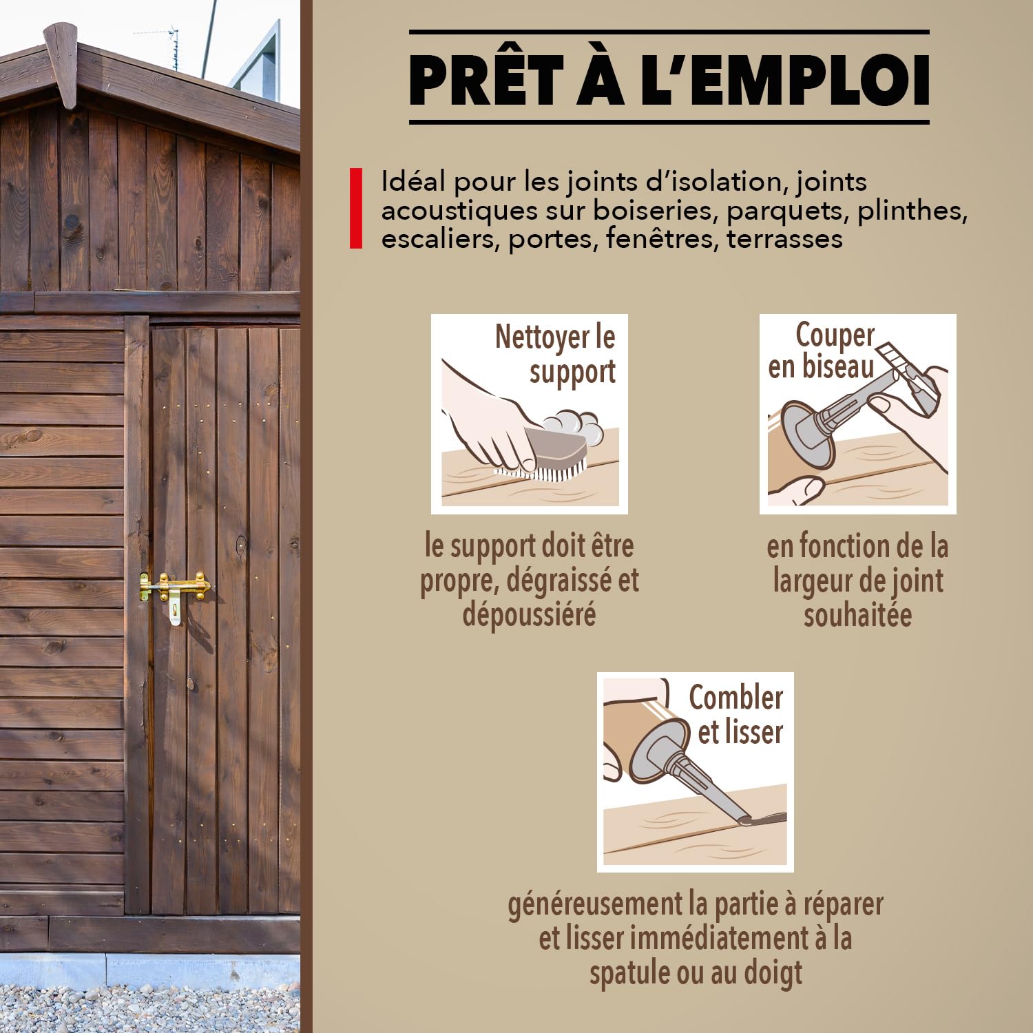 SINTO Joints Multi-Matériaux Chêne Clair - 300ml - Idéal pour les Endroits Difficiles d'Accès - Isole Parfaitement - Adhère Facilement - Sans Odeur (Lot de 2)