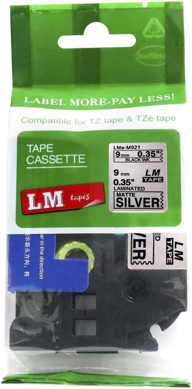 6/Pack LM Tapes - LMe-222 Premium 3/8" Red Print on White Label Compatible with Brother TZe222 Tape and Includes Tape Color/Size Guide. Replaces TZ-222 9mm 0.35 Laminated.