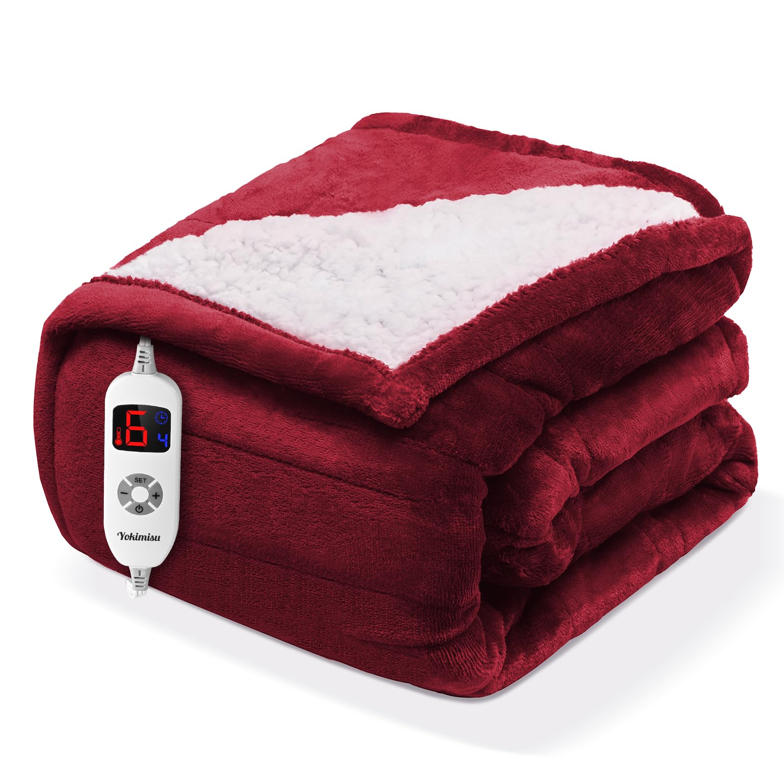 Amazon.com: Heated Blanket Electric Throw, Soft Flannel u0026 Comfort Sherpa Electric  Blanket, Fast Heating 6 Heating Levels and 4 Hours Auto Shut Off, ETL  Certified, Machine Washable, 50x60, Red : Home u0026